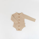 Load image into Gallery viewer, Organic Rib Knit Long Sleeve Onesie - Oat
