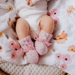 Load image into Gallery viewer, Pink Merino Wool Bonnet &amp; Booties - Oh My Little Love
