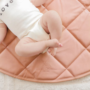 Vegan Leather Quilted Playmat Round - Rose Pink